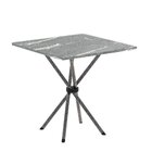 Conjunto De Mesa Tubular 70cm X 70cm Tampo Granito Topázio Co