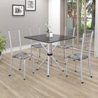 Conjunto De Mesa Tubular 70x70cm Tampo Em Ardósia Com 4 Cadei