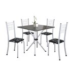 Conjunto De Mesa Tubular 70x70cm Tampo Em Ardósia Com 4 Cadei
