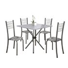 Conjunto De Mesa Tubular 70x70cm Tampo Em Granito Com 4 Cadei
