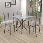 Conjunto De Mesa Tubular 70x70cm Tampo Em Granito Com 4 Cadei