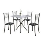 Conjunto De Mesa Tubular 70x70cm Tampo Em Granito Com 4 Cadei