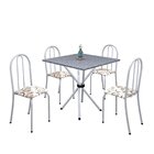 Conjunto De Mesa Tubular 70x70cm Tampo Em Granito Com 4 Cadei