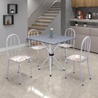 Conjunto De Mesa Tubular 70x70cm Tampo Em Granito Ocre Com 4