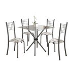Conjunto De Mesa Tubular 70x70cm Tampo Em Vidro Com 4 Cadeira