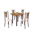 Conjunto De Mesa Tubular 75x75cm Tampo De Madeira Com 4 Cadei