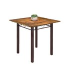 Conjunto De Mesa Tubular 75x75cm Tampo De Madeira Com 4 Cadei