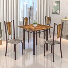 Conjunto De Mesa Tubular 75x75cm Tampo De Madeira Com 4 Cadei