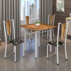 Conjunto De Mesa Tubular 75x75cm Tampo De Madeira Com 4 Cadei