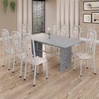 Conjunto De Mesa Tubular 8 Cadeiras 180x75cm Mart Perola Com