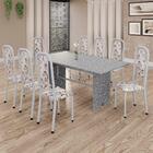 Conjunto De Mesa Tubular 8 Cadeiras 180x75cm Mart Perola Com