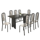 Conjunto De Mesa Tubular 8 Cadeiras 180x75cm Mart Prata Com T