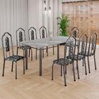 Conjunto De Mesa Tubular 8 Cadeiras 180x75cm Mart Prata Com T