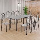 Conjunto De Mesa Tubular 8 Cadeiras 180x75cm Mart Prata Com T