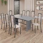 Conjunto De Mesa Tubular 8 Cadeiras 180x75cm Mart Prata Com T