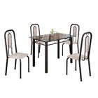 Conjunto De Mesa Tubular Com 4 Cadeiras Lívia Bege / Preto