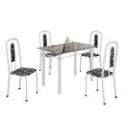 Conjunto De Mesa Tubular Com 4 Cadeiras Lívia Preto / Branco