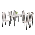 Conjunto De Mesa Tubular Com 6 Cadeiras Lara Bege / Prata