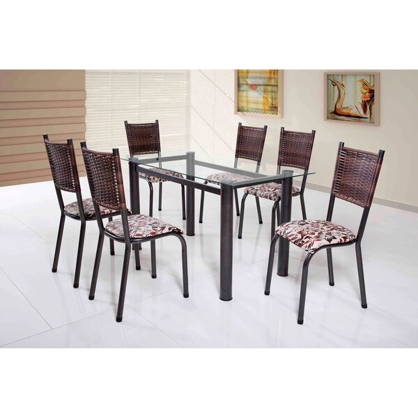 Conjunto De Mesa Tubular Com 6 Cadeiras Mariana 140cm Tampo D