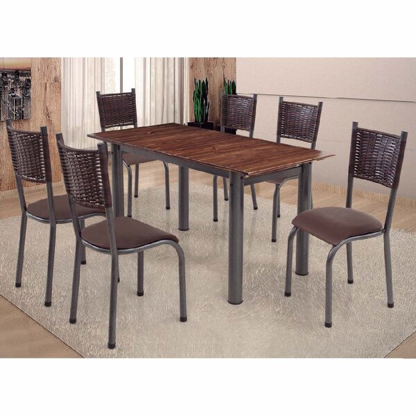 Conjunto De Mesa Tubular Com 6 Cadeiras Mariana 140cm Tampo D