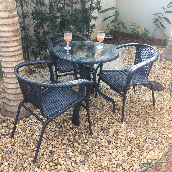 Conjunto De Mesa Varanda Área Externa Dark Beach - 3 Lugares