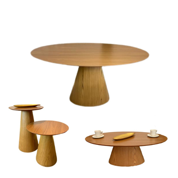 Conjunto De Mesas Cone - Jantar  Apoio  Centro E Lateral - Ma
