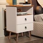 Conjunto De Mesas De Cabeceira 2 Gavetas Walker Off Freijó