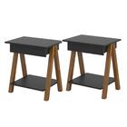 Conjunto De Mesas De Cabeceira Com Gaveta Verona Amadeirado P