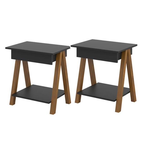 Conjunto De Mesas De Cabeceira Com Gaveta Verona Amadeirado P