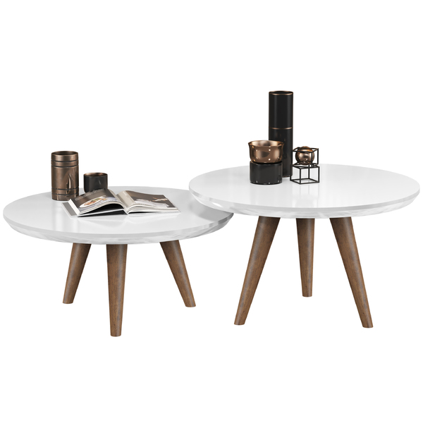 Conjunto De Mesas De Centro Luma Redondas Tripé Pés Palito De