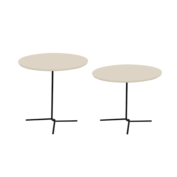 Conjunto De Mesas Laterais 60cm E 50cm Veneza Off White Base