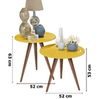 Conjunto De Mesas Laterais Isa Amarelo/Madero – Móveisaqui