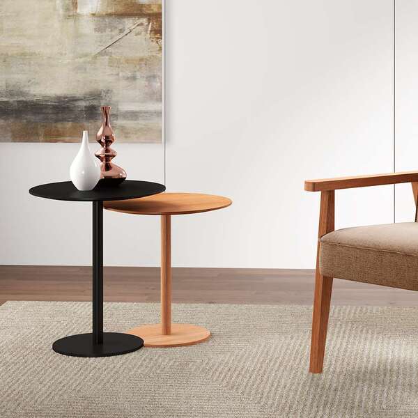 Conjunto De Mesas Laterais Lia Preta E Natural