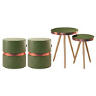 Conjunto De Mesas Laterais Malaga E 02 Puffs Decorativos Port