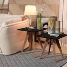 Conjunto De Mesas Laterais Quadrado Saint Preto