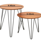 Conjunto De Mesas Laterias Pés De Ferro Tampo Laminado – Carv