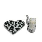 Conjunto De Mini Gatinho E Porta Anel De Coração