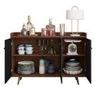 Conjunto De Painel E Aparador 3 Portas Werneck Nogal Preto Fo