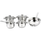 Conjunto De Panelas 5 Peças Tampa Vidro Aço Inox