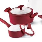 Conjunto De Panelas 5 Peças Vermelho Antiaderente Induçao Her