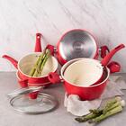 Conjunto De Panelas 5 Peças Vermelho Antiaderente Induçao Ost