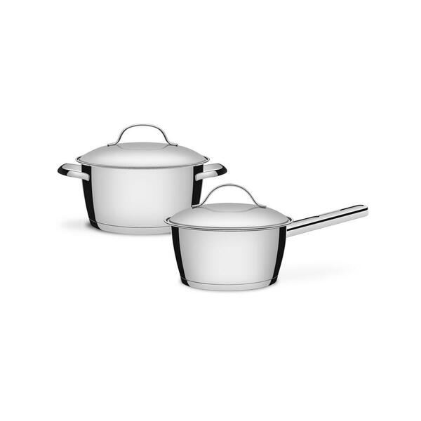 Conjunto De Panelas Allegra Inox 2 Peças Fundo Triplo 16 E 18