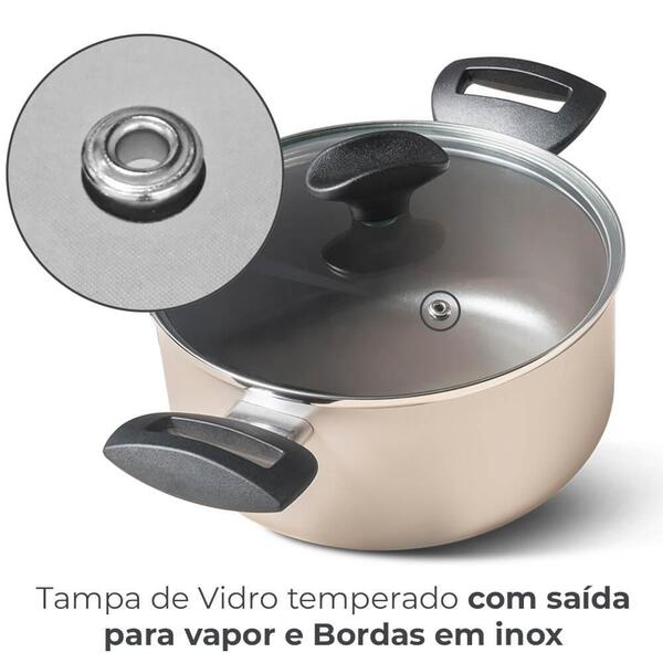 Conjunto De Panelas Antiaderente Ceramic Life Essence Champanhe 5