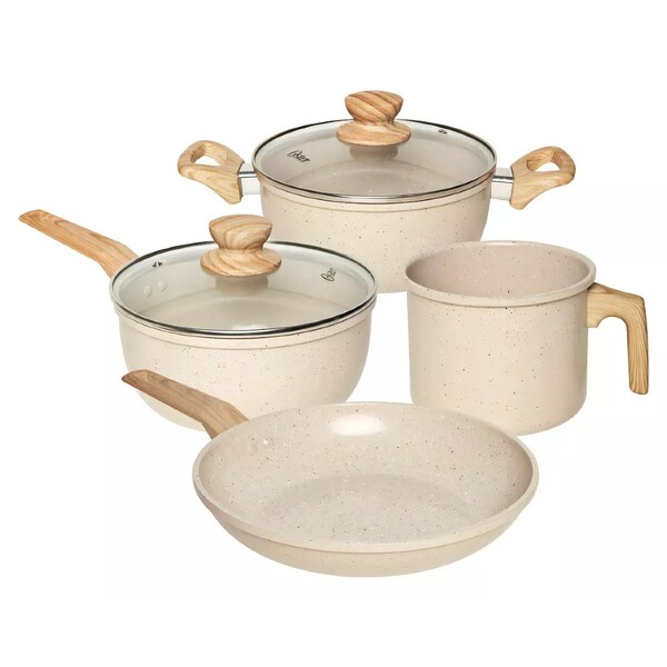 Conjunto De Panelas Antiaderentes Cerâmica 4pcs Oster - Creme