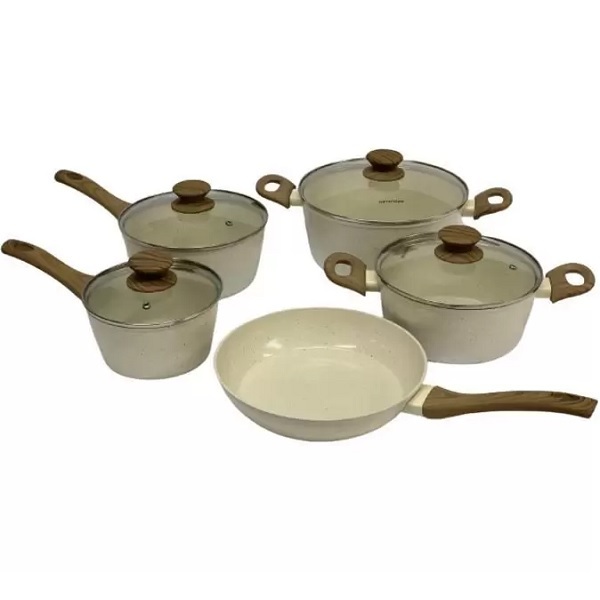 Conjunto De Panelas Ceramica Antiaderente Marmol Indução 5 Pe