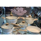 Conjunto De Panelas Ceramica Antiaderente Marmol Indução 5 Pe