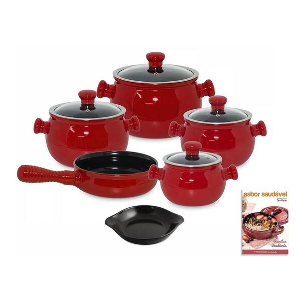 Conjunto De Panelas Cerâmica Premiere 5 Peças Pomodoro E Brin