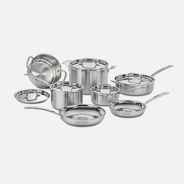 Conjunto De Panelas Cuisinart Aço Inox Multiclad Pro 12 Peças