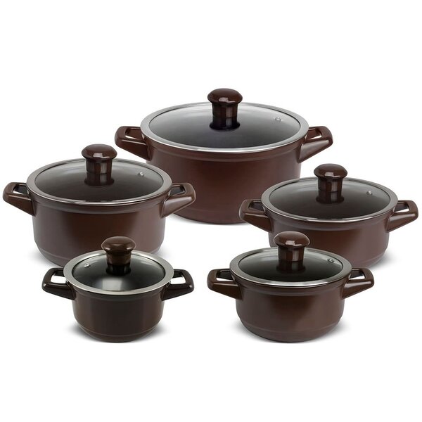 Conjunto De Panelas De Cerâmica 5 Peças Duo Casual Chocolate