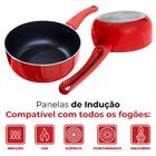 Conjunto De Panelas Indução Revestimento Cerâmica Yafo Vermel